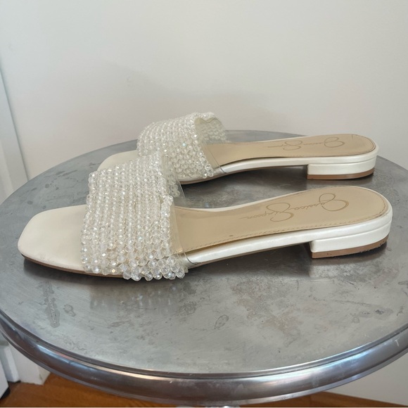 White Beaded Bridal Slide Sandals by Jessica Simpson Size 9 - Picture 3 of 4